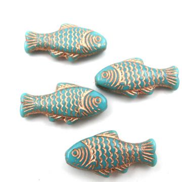 4 Fish: Turquoise w/ Copper