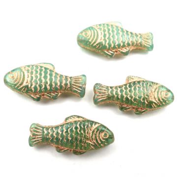 4 Fish: Green w/ Gold