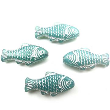 4 Fish: Teal w/ Silver