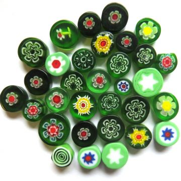 Fused Millefiori: Green 7-13mm