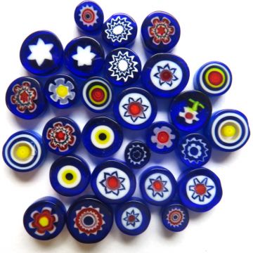 Fused Millefiori: Blue 7-13mm