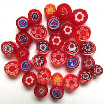 Fused Millefiori: Red 7-13mm