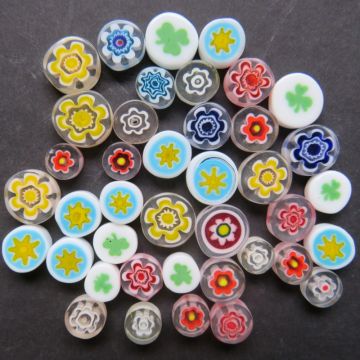 Fused Millefiori: White 7-13mm