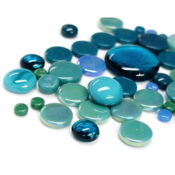 Round Glass Mix: Teal