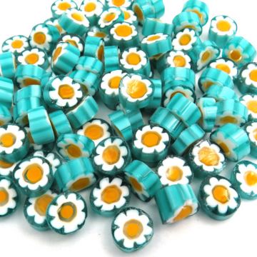 U62 Teal Yellow Flower: 25g